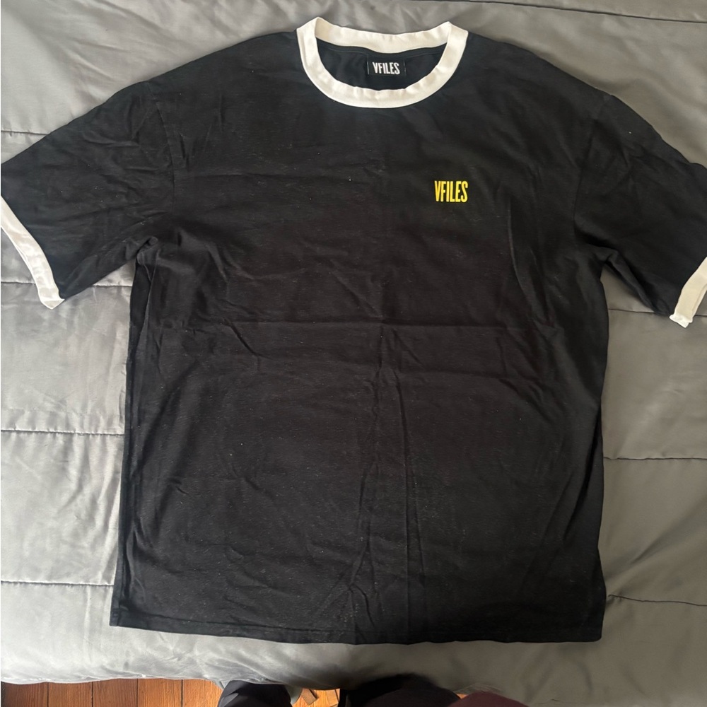 Black Short Sleeve Ringer Tee with White Trim